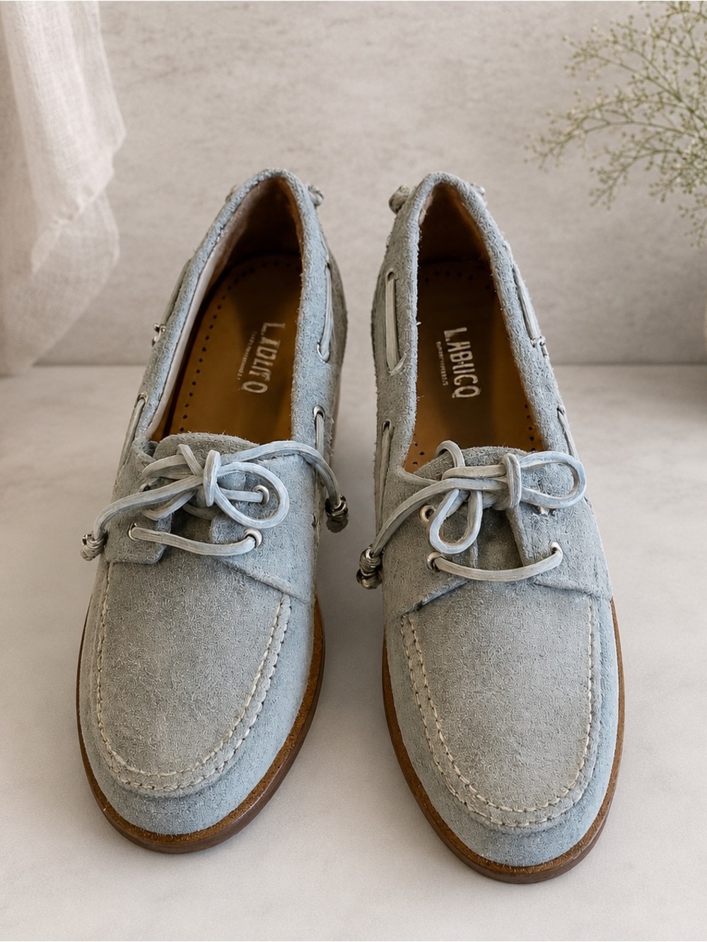 LABUCQ Nelson Suede Boat Shoes Gray Made in Italy US 10.5 EU Size 41